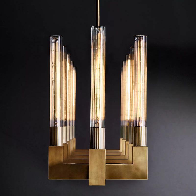 Prismatic Glass Linear Chandelier 55" - lamerlighting