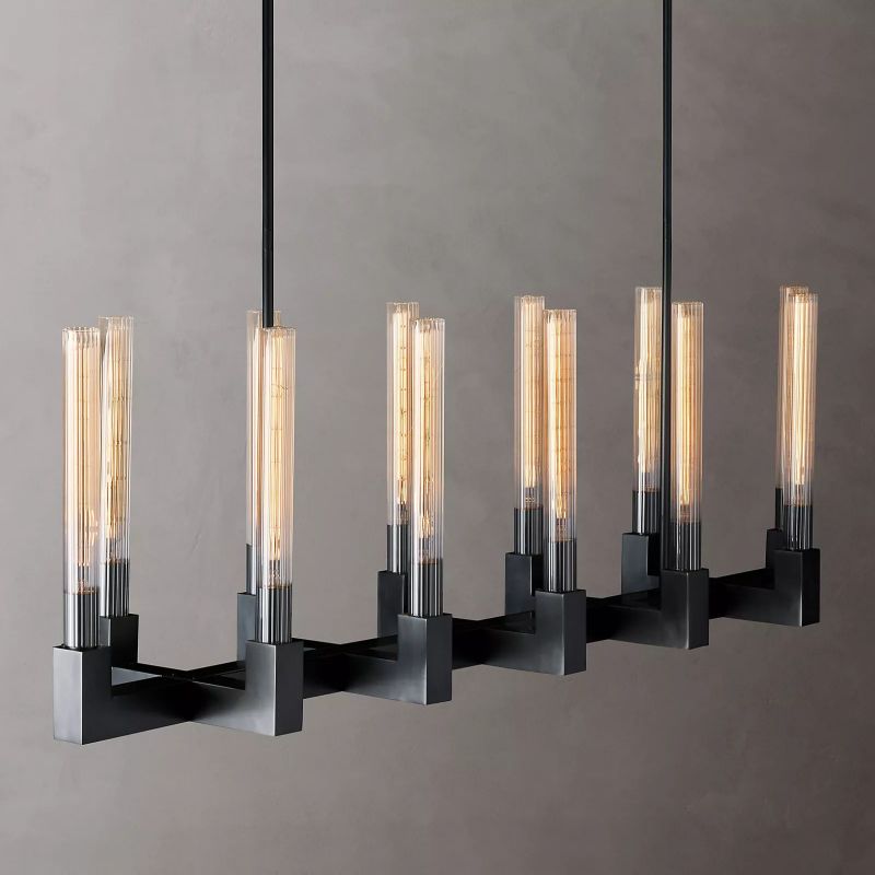 Prismatic Glass Linear Chandelier 55" - lamerlighting