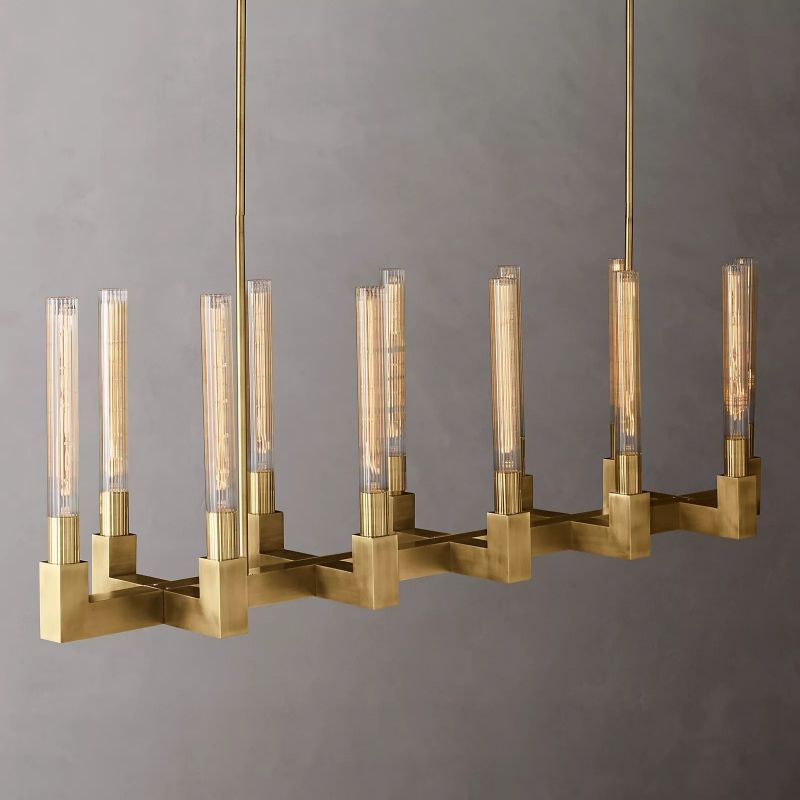Prismatic Glass Linear Chandelier 55" - lamerlighting