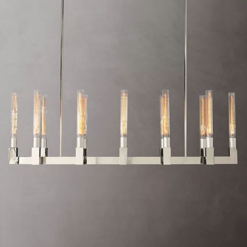 Prismatic Glass Linear Chandelier 55" - lamerlighting