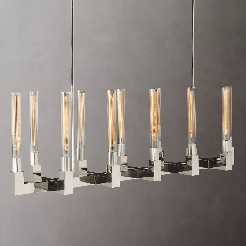 Prismatic Glass Linear Chandelier 55" - lamerlighting