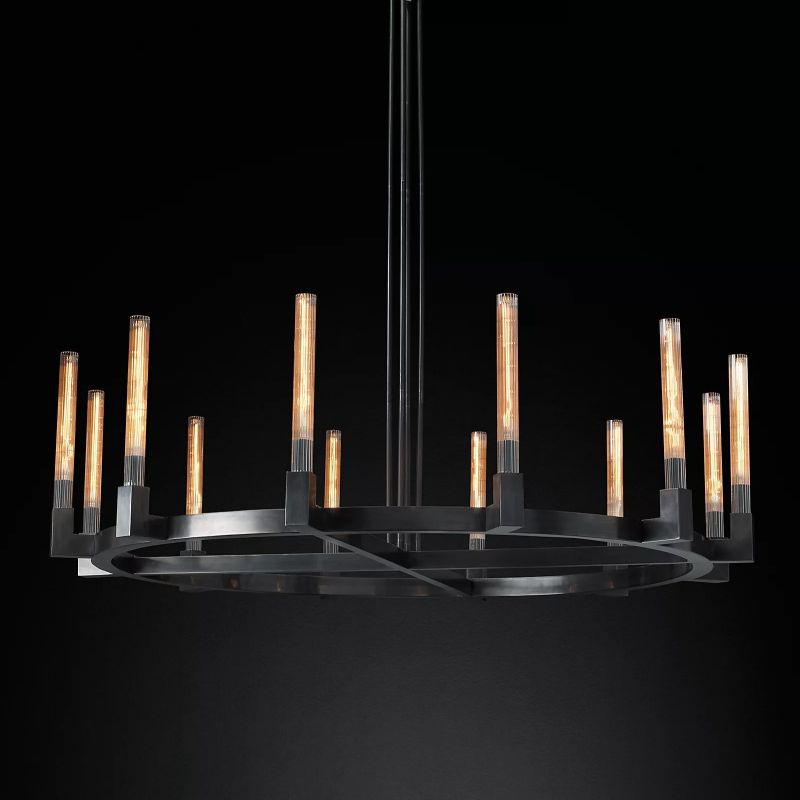 Prismatic Glass Round Chandelier 60" - lamerlighting