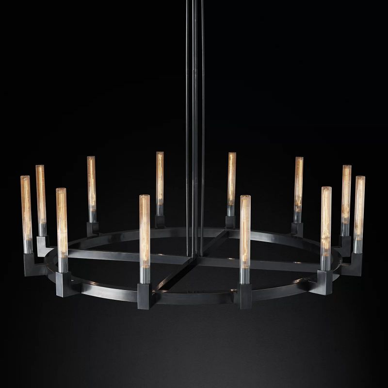 Prismatic Glass Round Chandelier 60" - lamerlighting