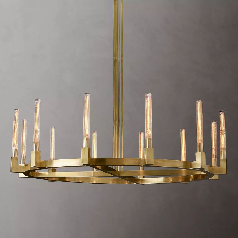 Prismatic Glass Round Chandelier 60" - lamerlighting
