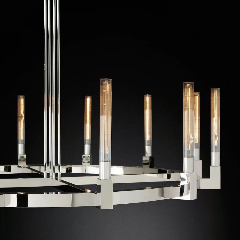 Prismatic Glass Round Chandelier 60" - lamerlighting