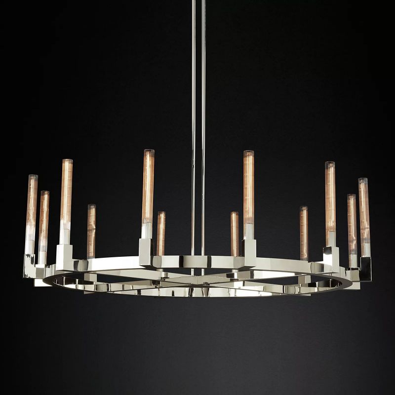 Prismatic Glass Round Chandelier 60" - lamerlighting