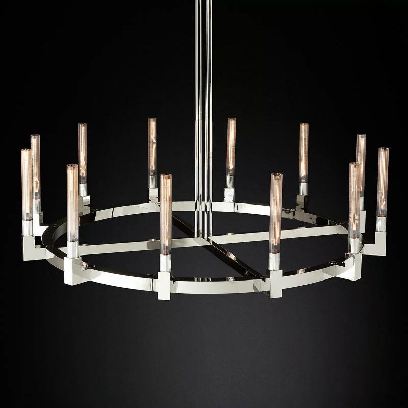 Prismatic Glass Round Chandelier 60" - lamerlighting