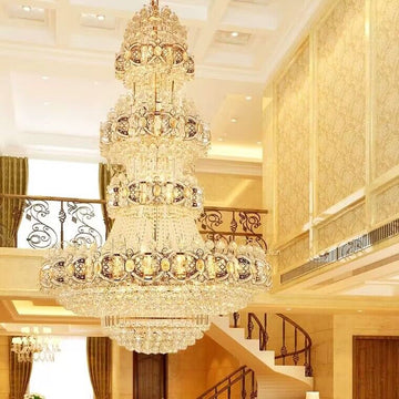 Lamer Lighting Grand Empire Gold Crystal Chandelier - grand American estate foyer