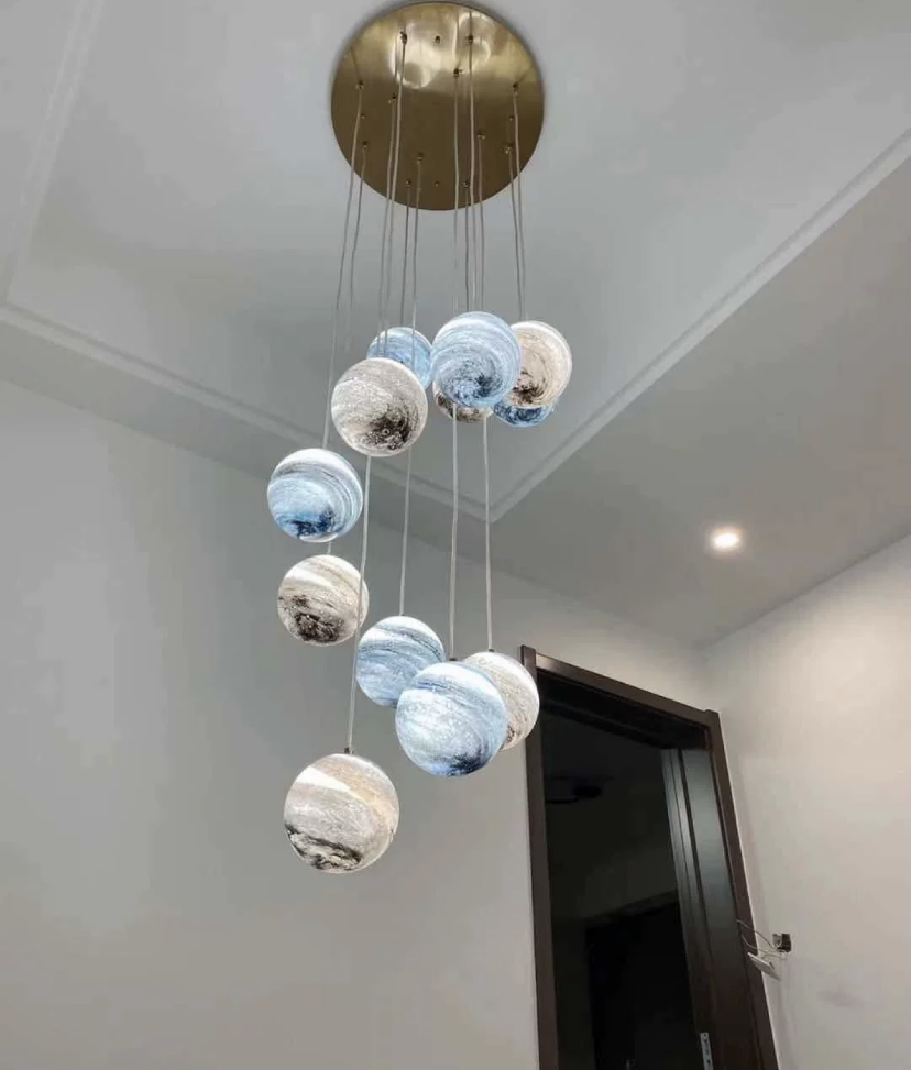 Lamer Lighting Celestial Orb Long Pendant Chandelier - Background Shot