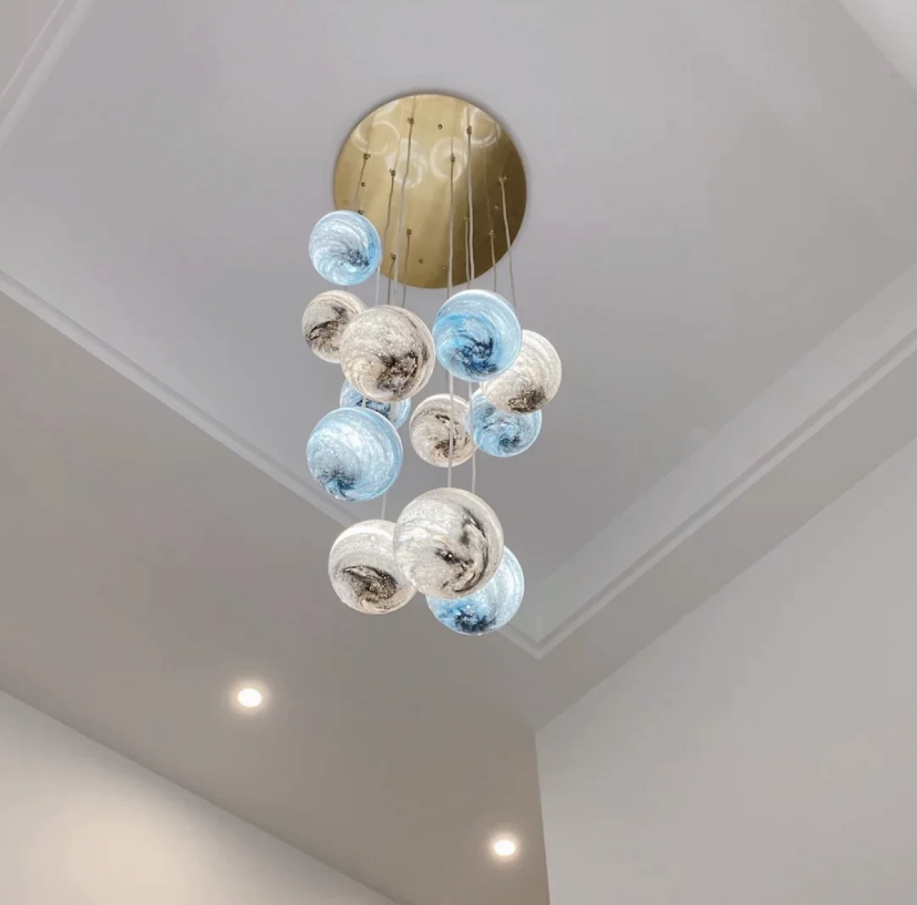 Lamer Lighting Celestial Orb Long Pendant Chandelier - Background Shot