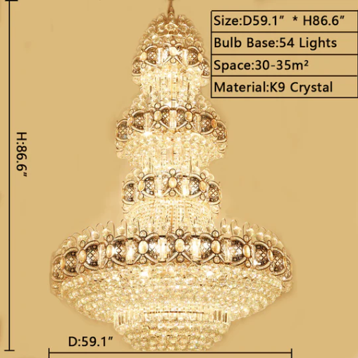 Lamer Lighting Grand Empire Gold Crystal Chandelier - Background Shot