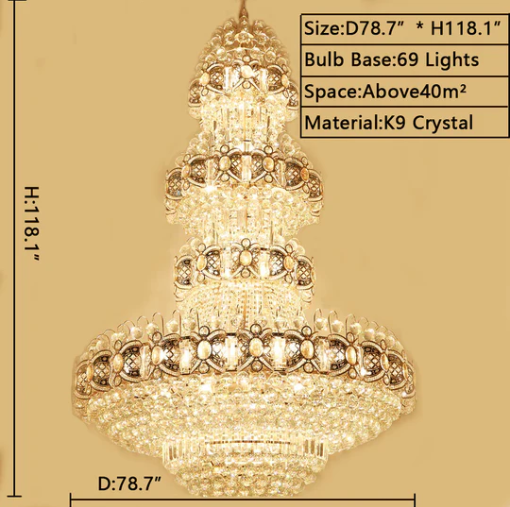 Lamer Lighting Grand Empire Gold Crystal Chandelier - Background Shot