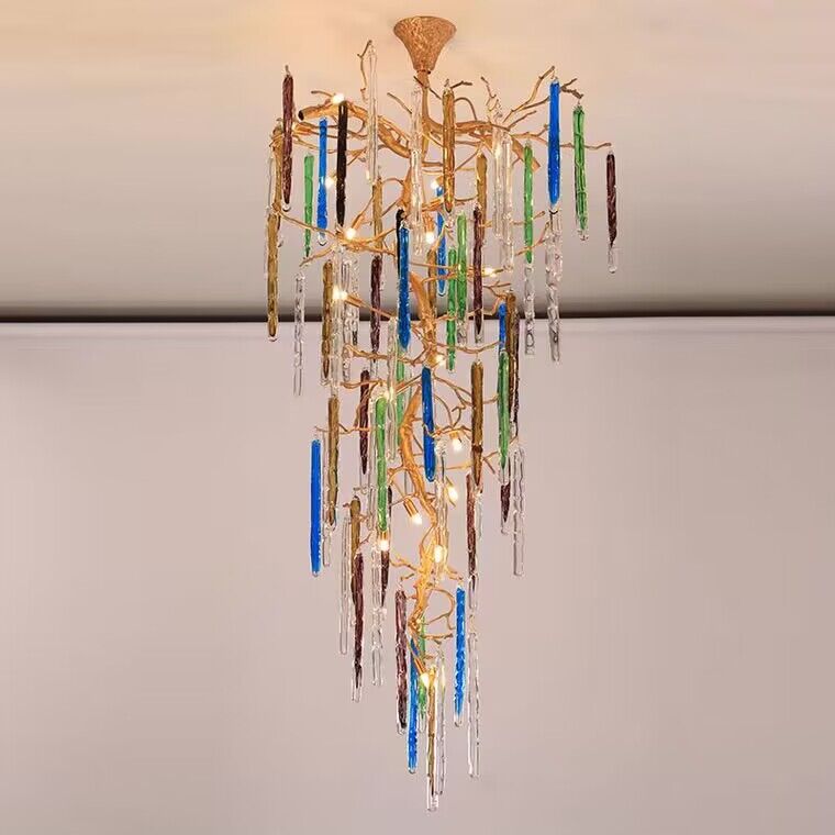 Lamer Lighting Verdant Canopy Branch Chandelier - American transitional great room with cathedral ceiling