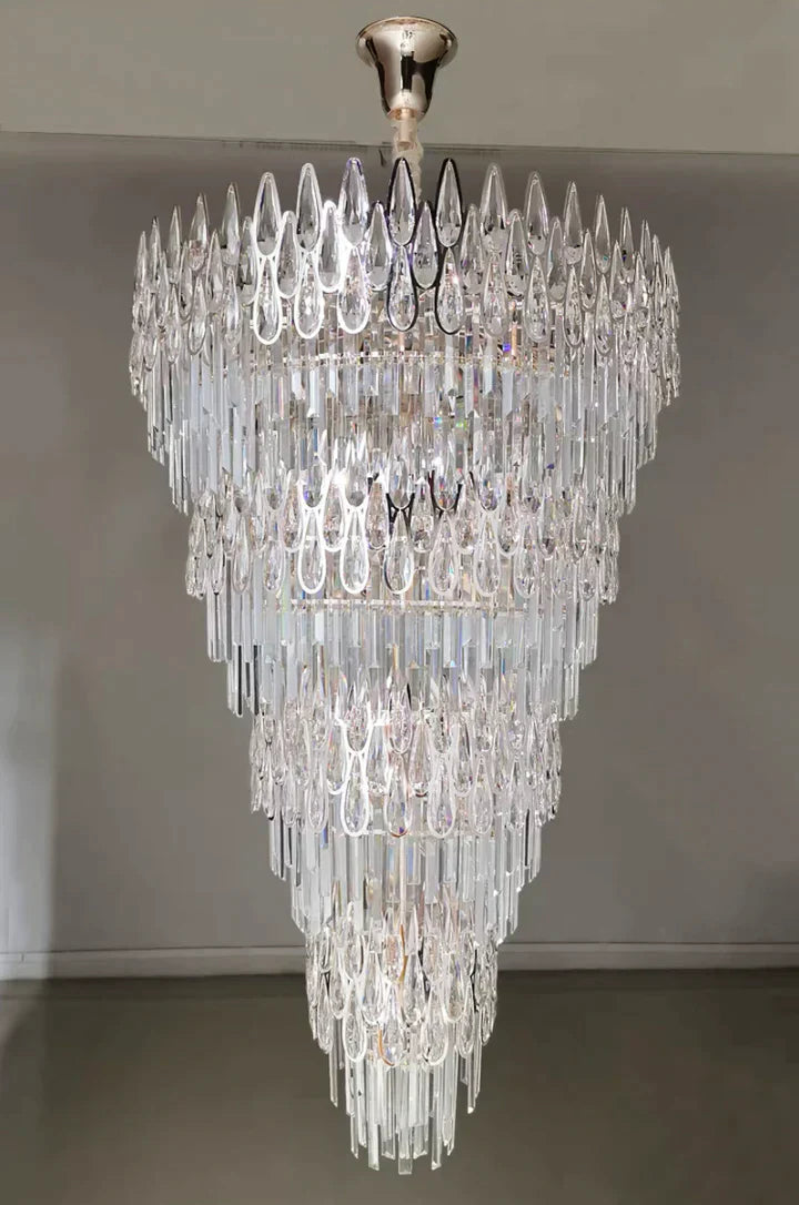 Lamer Lighting Grand Tiered Crystal Raindrop Chandelier - Background Shot