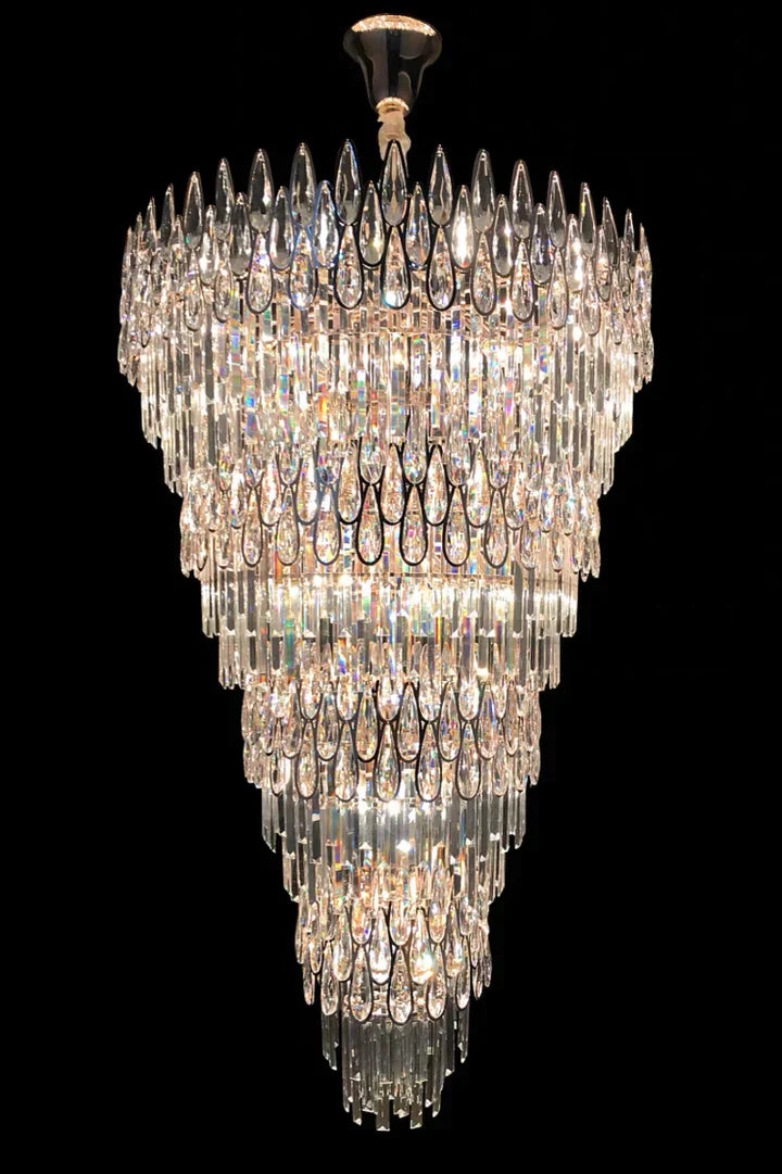 Lamer Lighting Grand Tiered Crystal Raindrop Chandelier - Background Shot