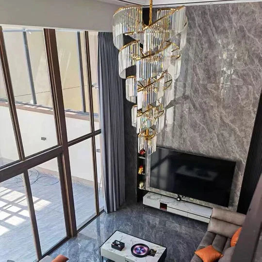 Lamer Lighting Grand Tiered Spiral Crystal Chandelier - grand American estate foyer