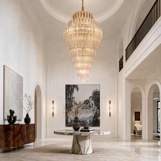 Quadro Glass Rod Crown Chandelier