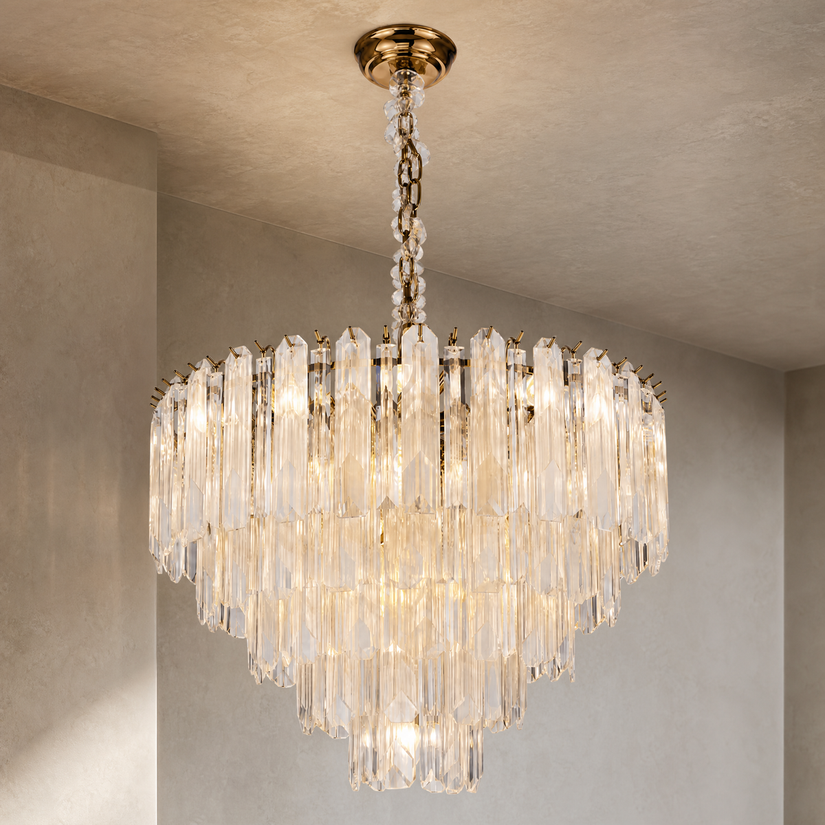 Quadro Glass Rod Halo Chandelier
