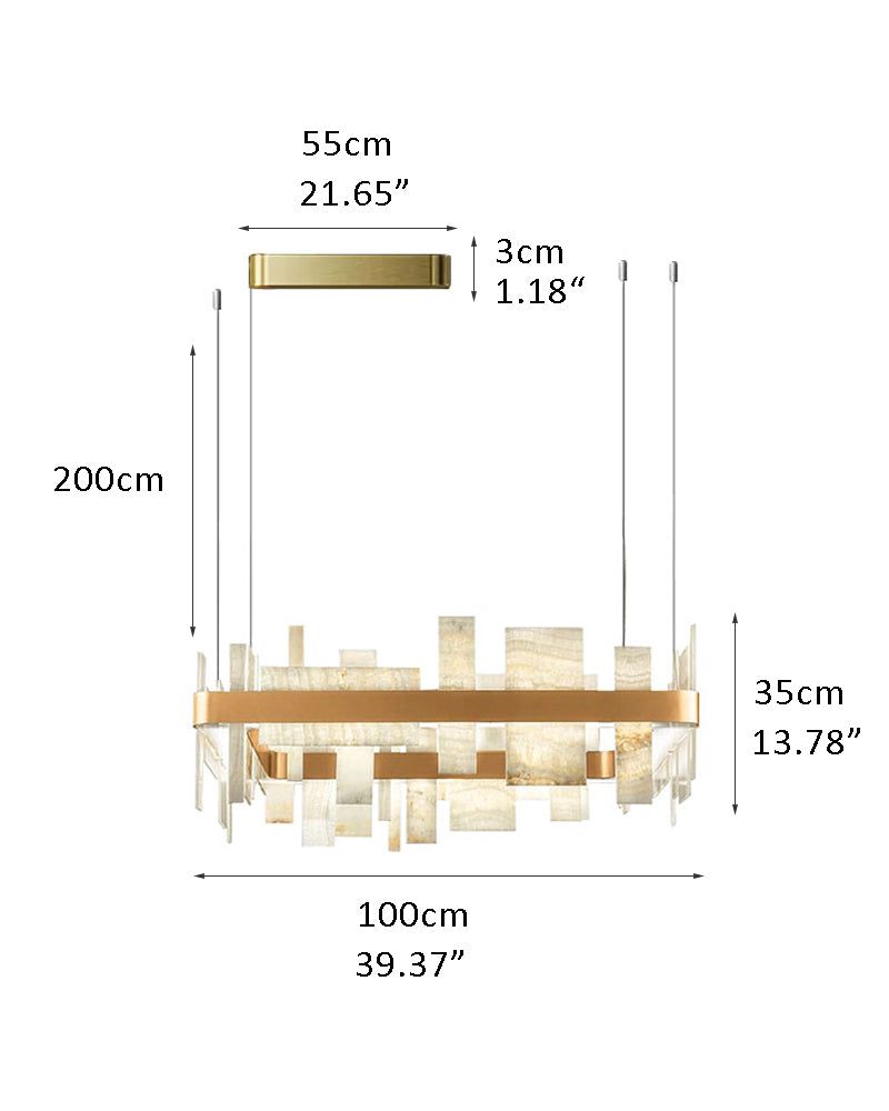 Long Cord Alabaster Ceiling Pendant Light Brushed Gold