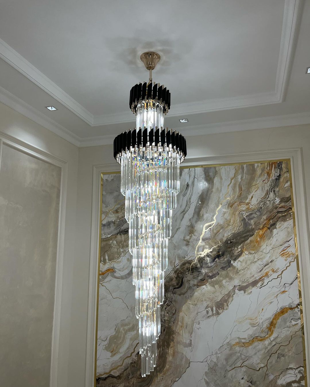 Lamer Lighting Grand Spiral Crystal Foyer Chandelier - Background Shot