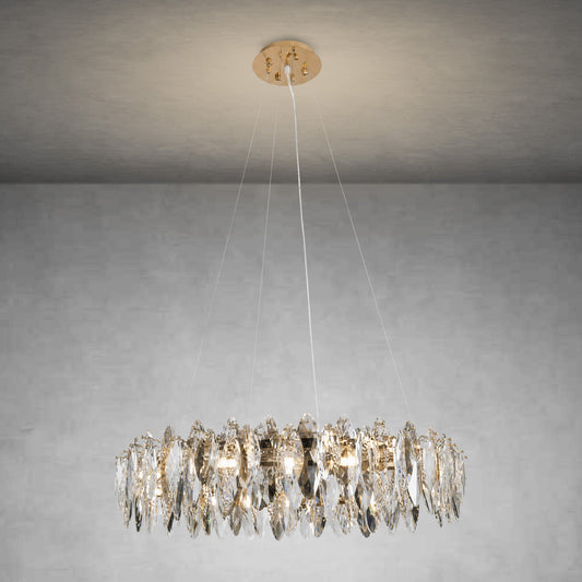 Modern Gold Crystal 18-Light Chandelier, 31 inch