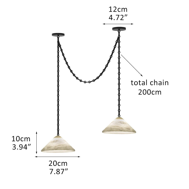 Multi-Head Matte White Alabaster Cone Hanging Kitchen Pendant Light