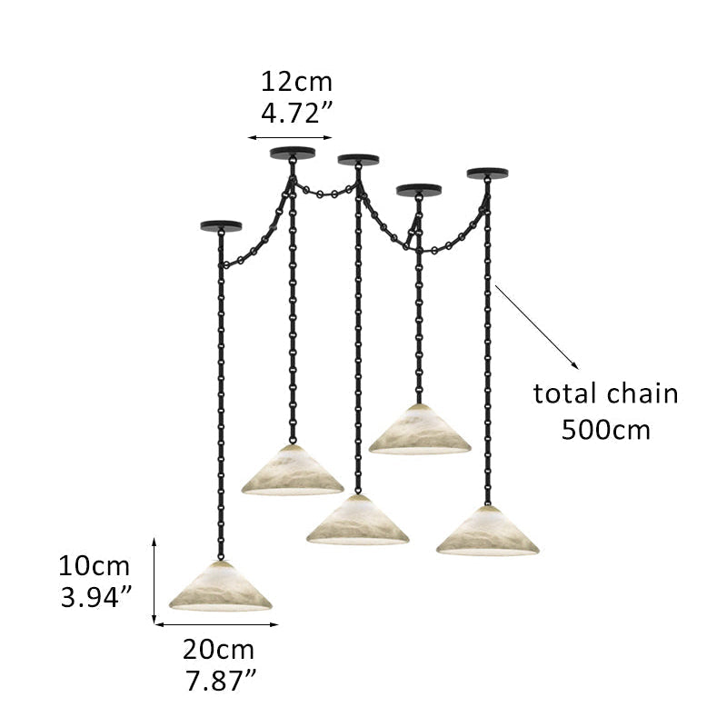 Multi-Head Matte White Alabaster Cone Hanging Kitchen Pendant Light