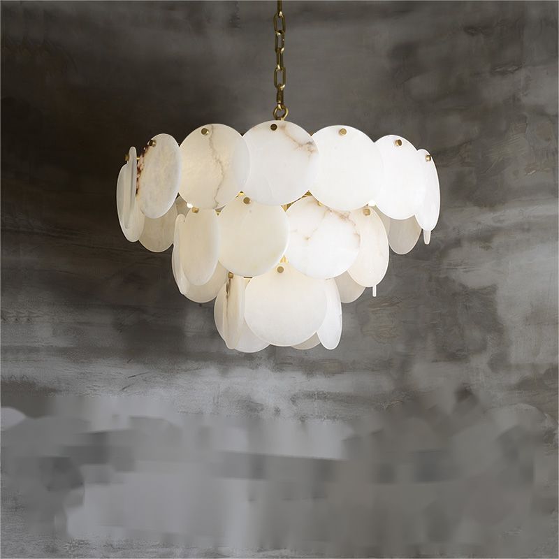 Lamer Lighting Grand Tiered Alabaster Round Chandelier - Background Shot