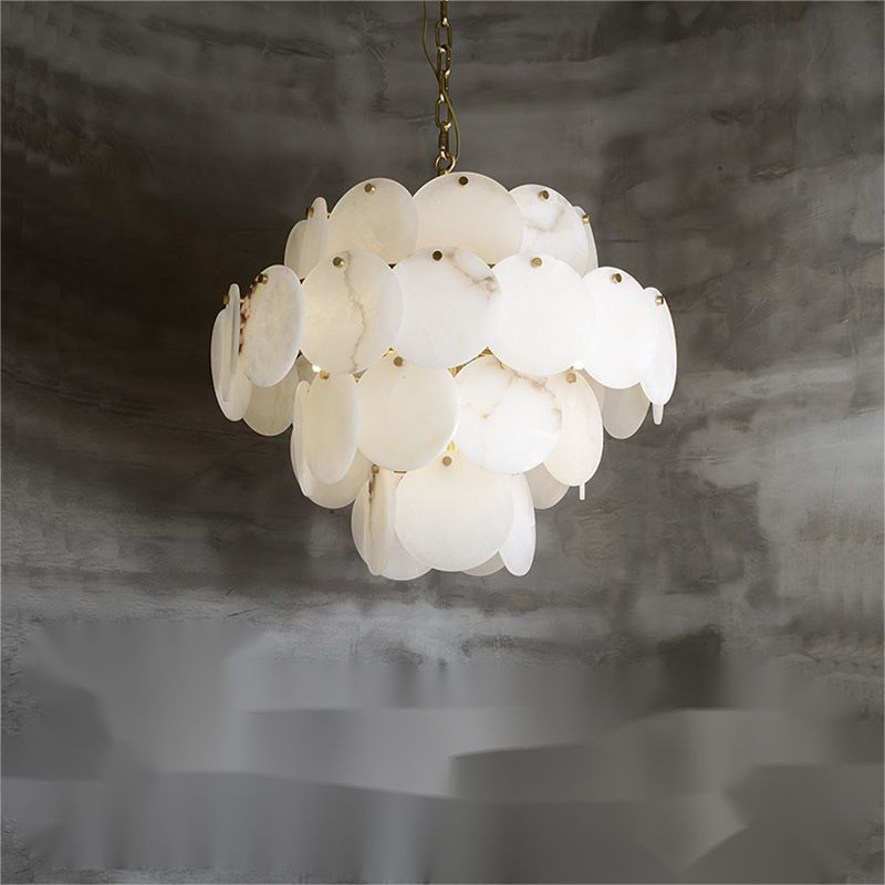 Lamer Lighting Grand Tiered Alabaster Round Chandelier - Background Shot