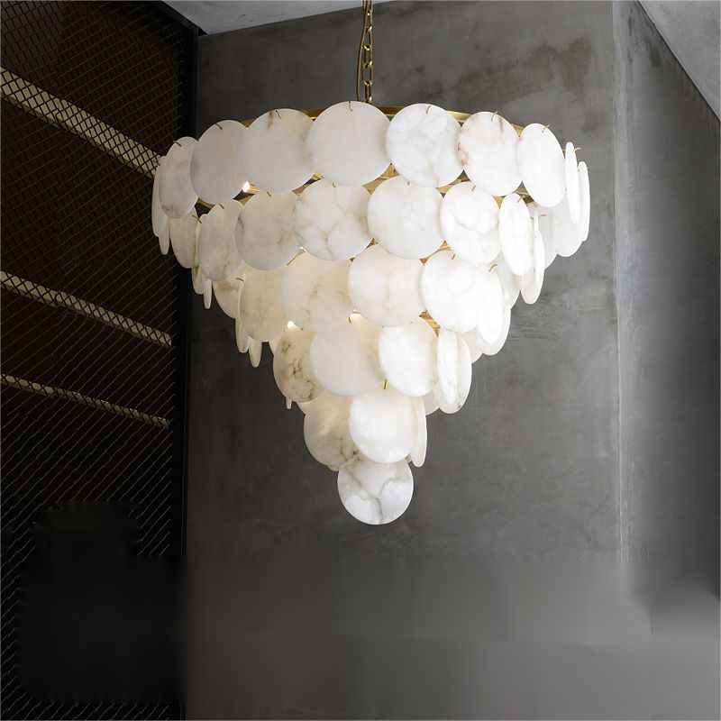 Lamer Lighting Grand Tiered Alabaster Round Chandelier - Background Shot