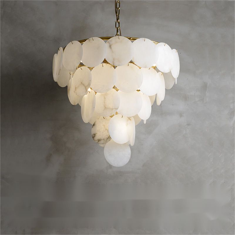 Lamer Lighting Grand Tiered Alabaster Round Chandelier - Background Shot