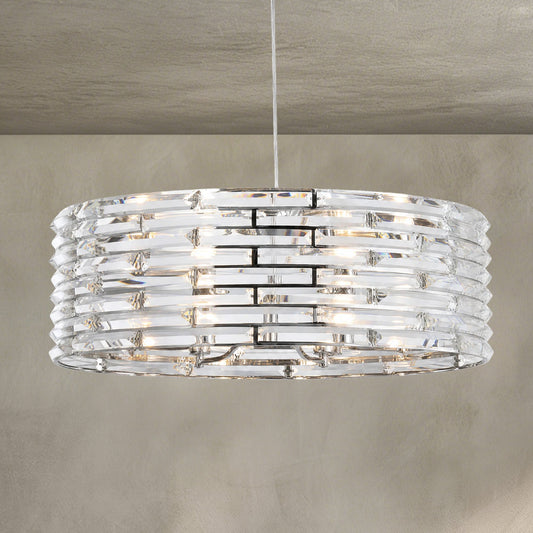 Modern Chrome Crystal Disc Chandelier