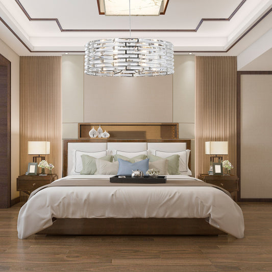 Modern Chrome Crystal Disc Chandelier
