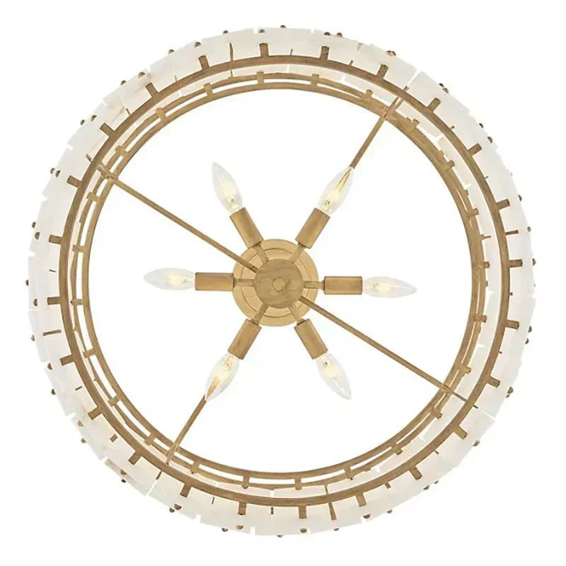 Simona Alabaster Round 2-Tier Chandelier 17.5"D 24"D