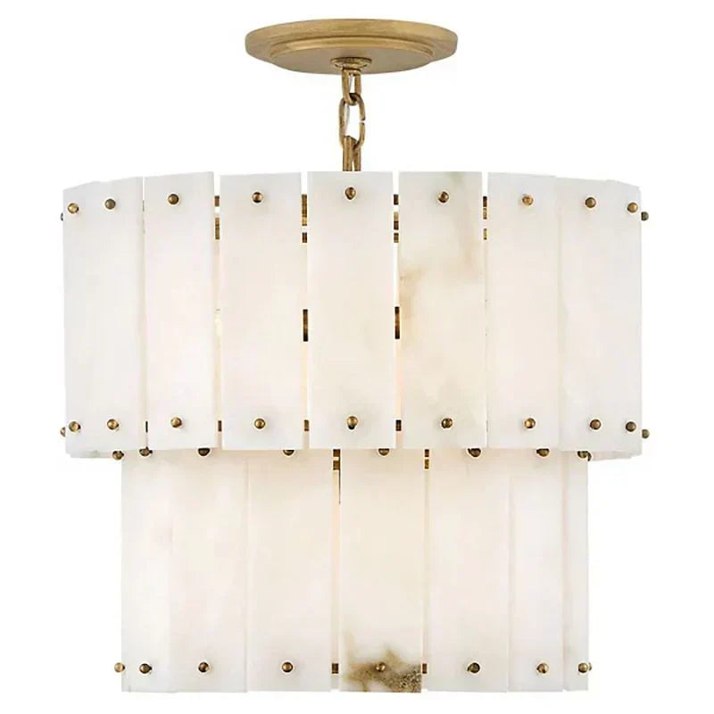 Simona Alabaster Round 2-Tier Chandelier 17.5"D 24"D