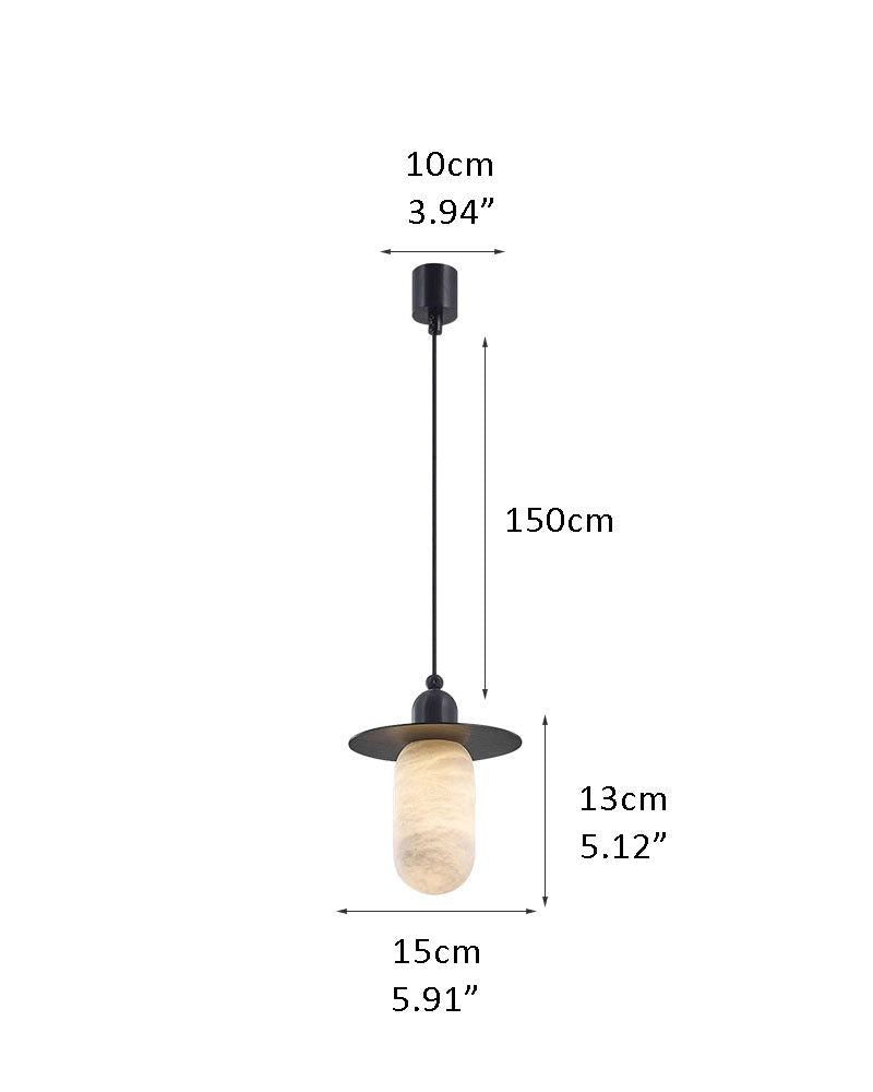 Alabaster Ceiling Pendant Lamp in black metal plate for dining room, living room, bedroom