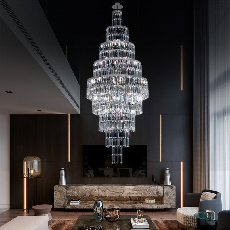 Lamer Lighting Grand Lumina K9 Crystal Foyer Chandelier - grand American estate foyer