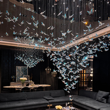 Modern Iridescent Crystal Butterfly Chandelier, 149.6 Inch