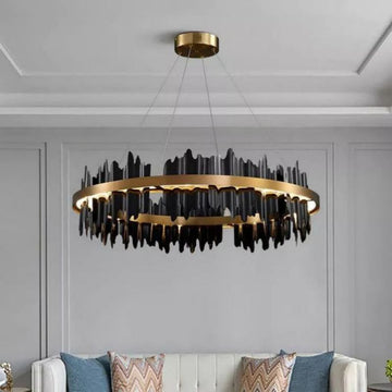 LA Wave Modern Sculpture Round Chandelier