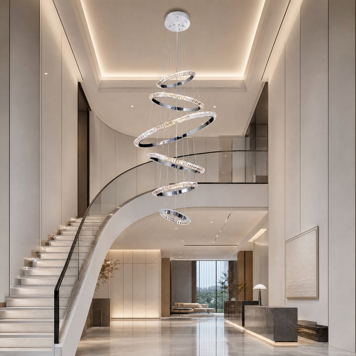 Yiosi Bryant Cascading Crystal Ring Chandelier