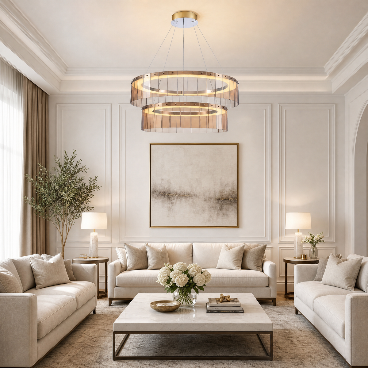 Yiosi Double-Tier Glass Chandelier 39"