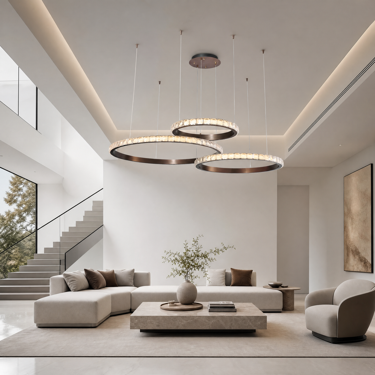 Yiosi Drake Triple-Ring Crystal Chandelier