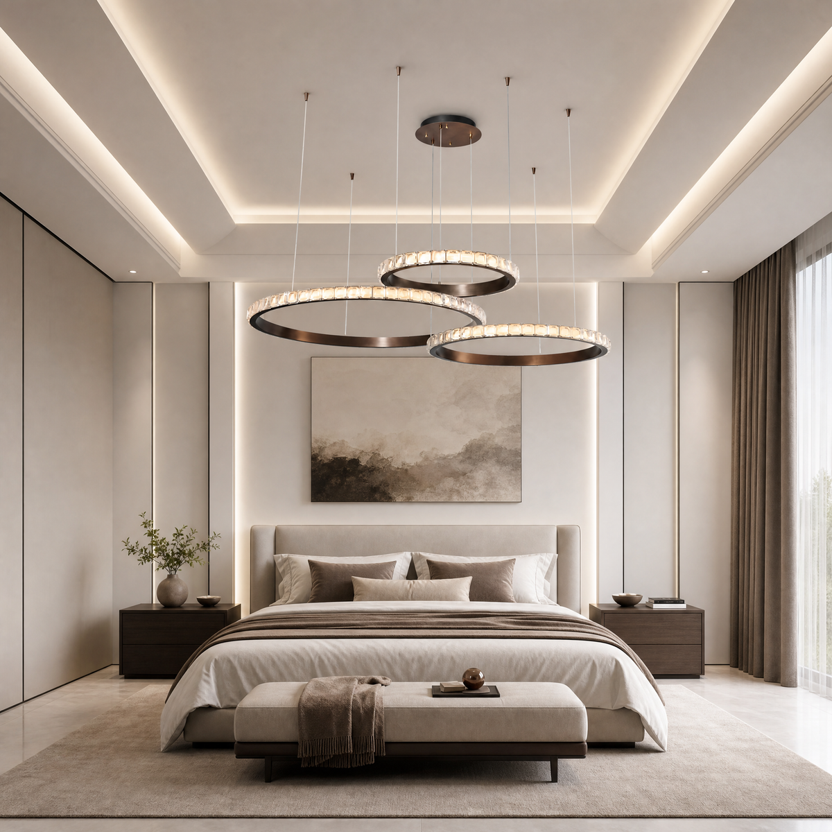 Yiosi Drake Triple-Ring Crystal Chandelier