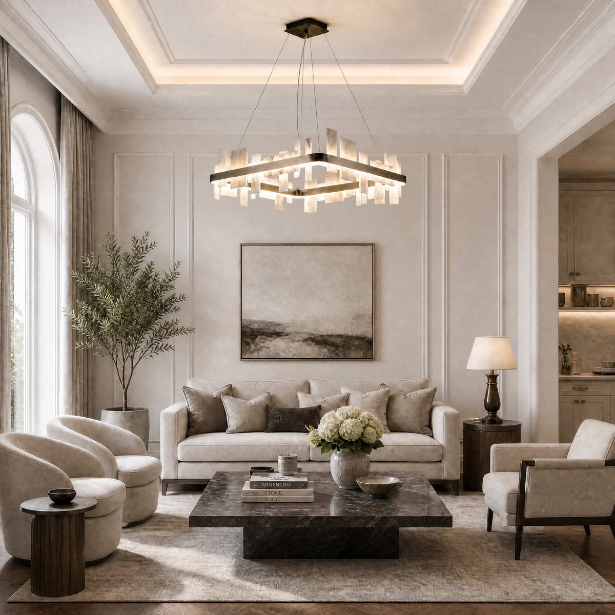 Yiosi Series Natural Stone Chandelier 31"