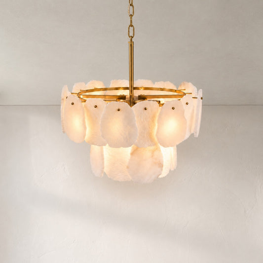 Alabaster Block Round Chandelier