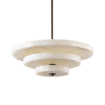 Alabaster Bronze & White LED Chandelier – Elegant 33‑Inch