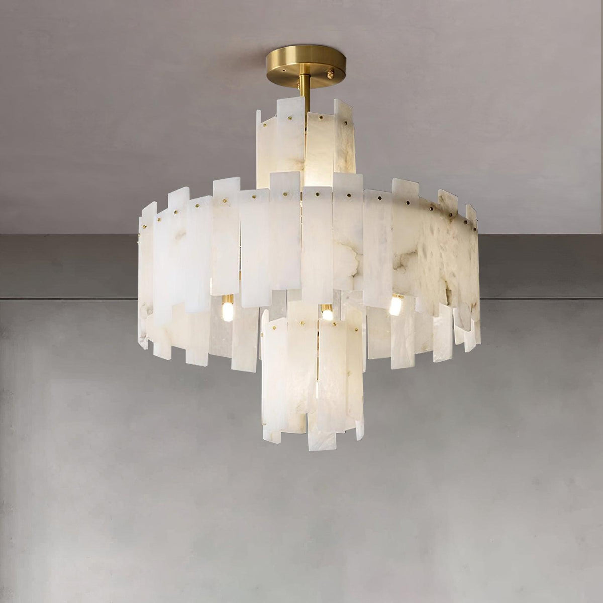 Regina Alabaster Chandelier – Elegant Brass & White Alabaster Light Fixture