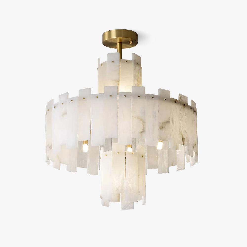 Regina Alabaster Chandelier – Elegant Brass & White Alabaster Light Fixture