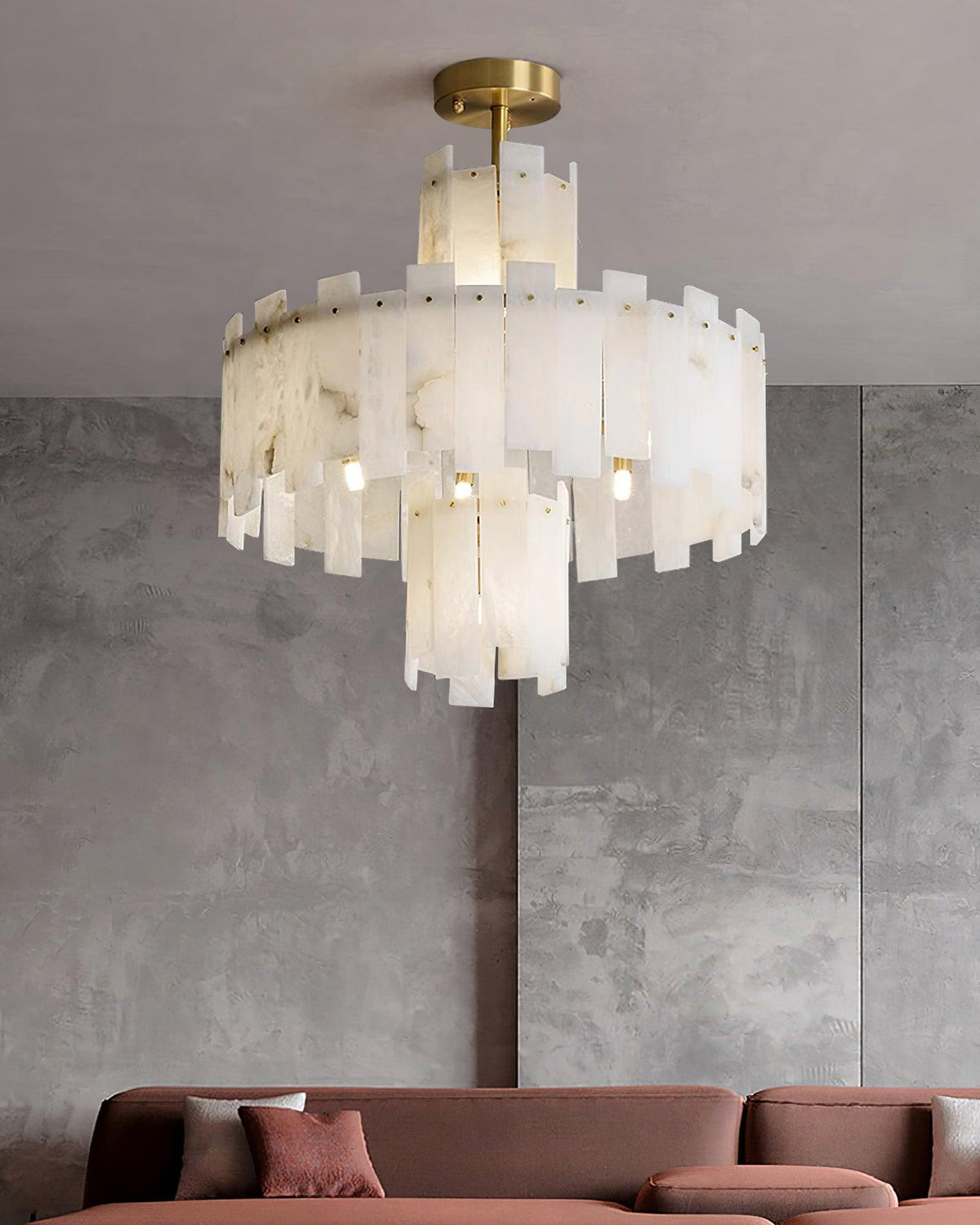 Regina Alabaster Chandelier – Elegant Brass & White Alabaster Light Fixture