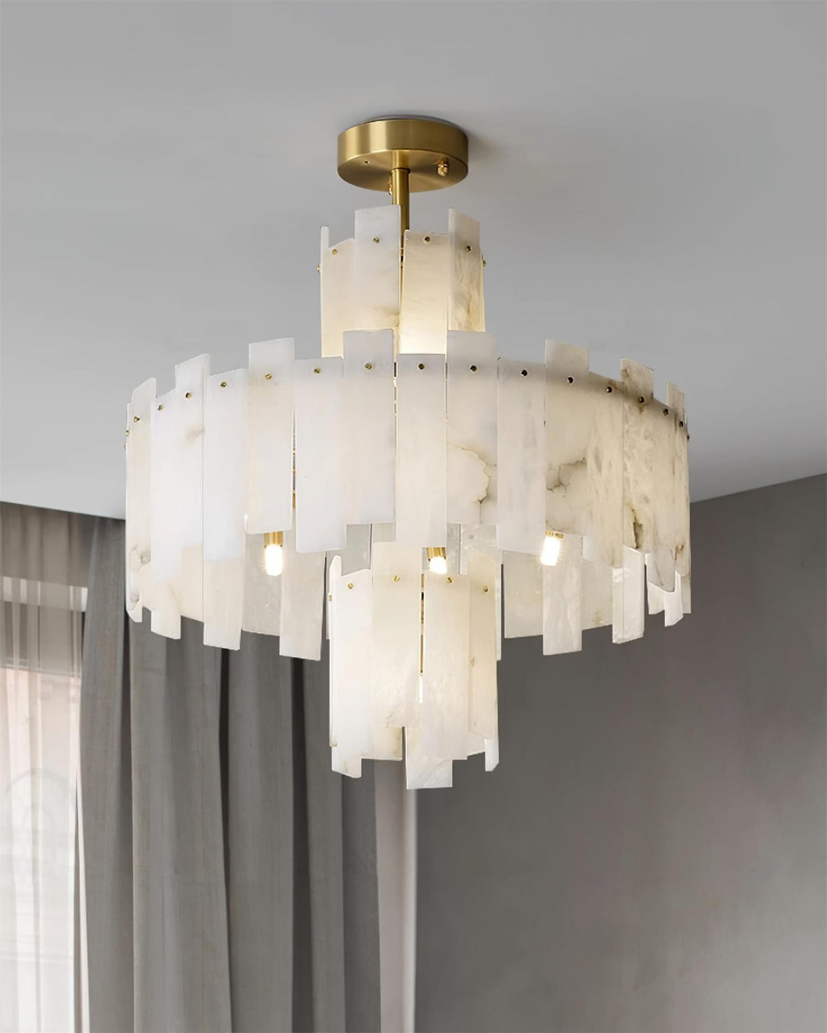 Regina Alabaster Chandelier – Elegant Brass & White Alabaster Light Fixture